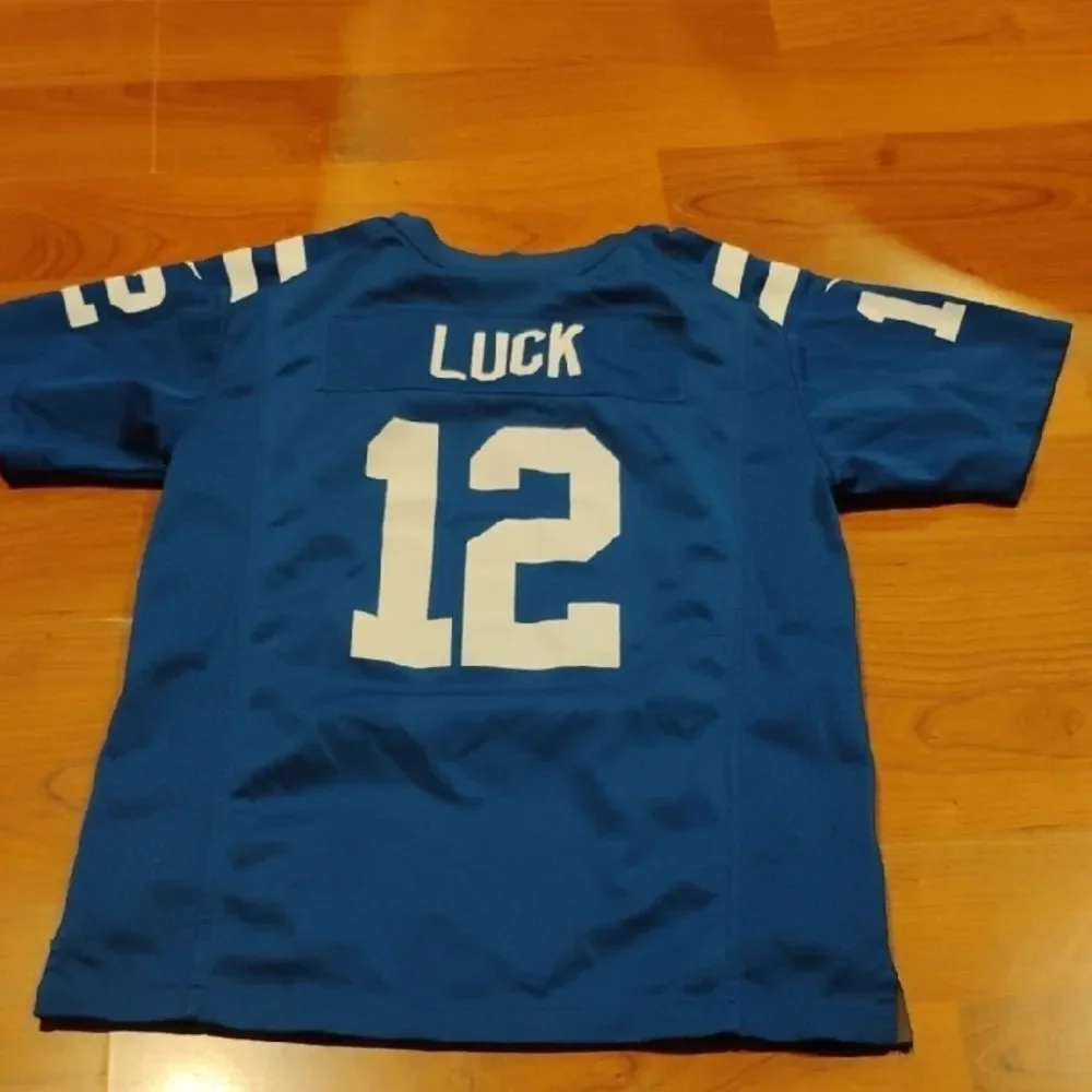 Nike Blue and White Sports Colt Jersey #12 Luck